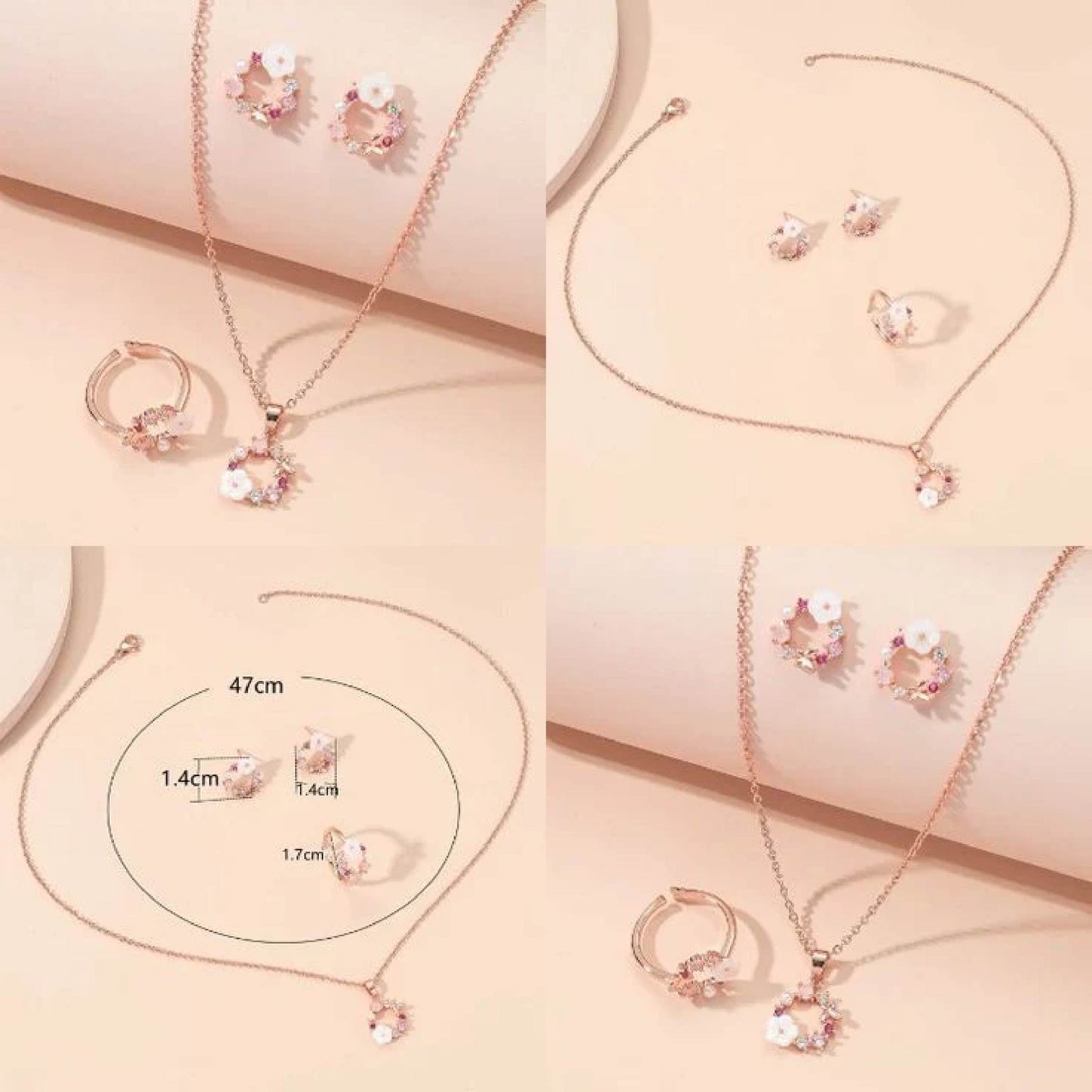 4 Piece Rose Gold Flower set