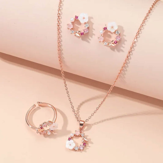 4 Piece Rose Gold Flower set